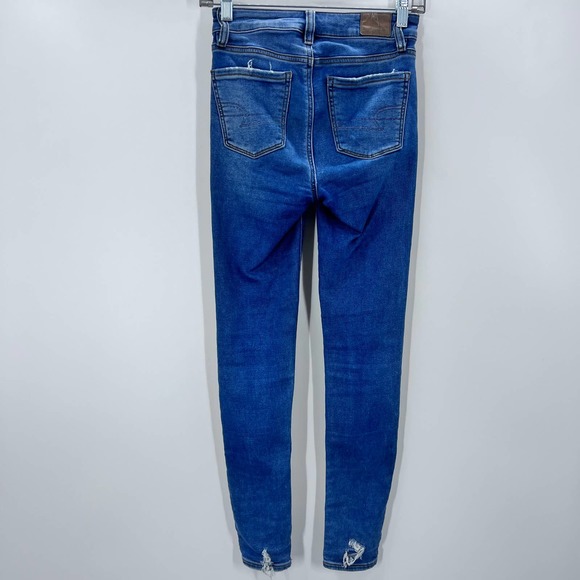 American Eagle Outfitters Distressed High Rise Jegging Denim Jeans Stretch 00 - Picture 2 of 11